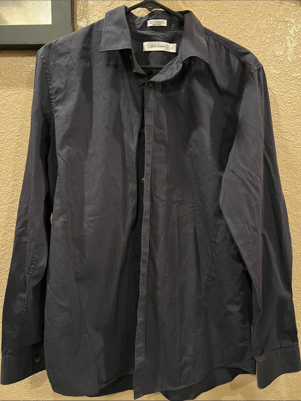 Calvin Klein Men's Dark Gray Long-Sleeve Dress Shirt